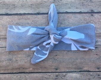 Antler headband - Baby Girl Knot Headband - Baby Head wrap - Baby Tie Knot Head Wrap - Turban Headband - Fabric Baby Headband - Gray band