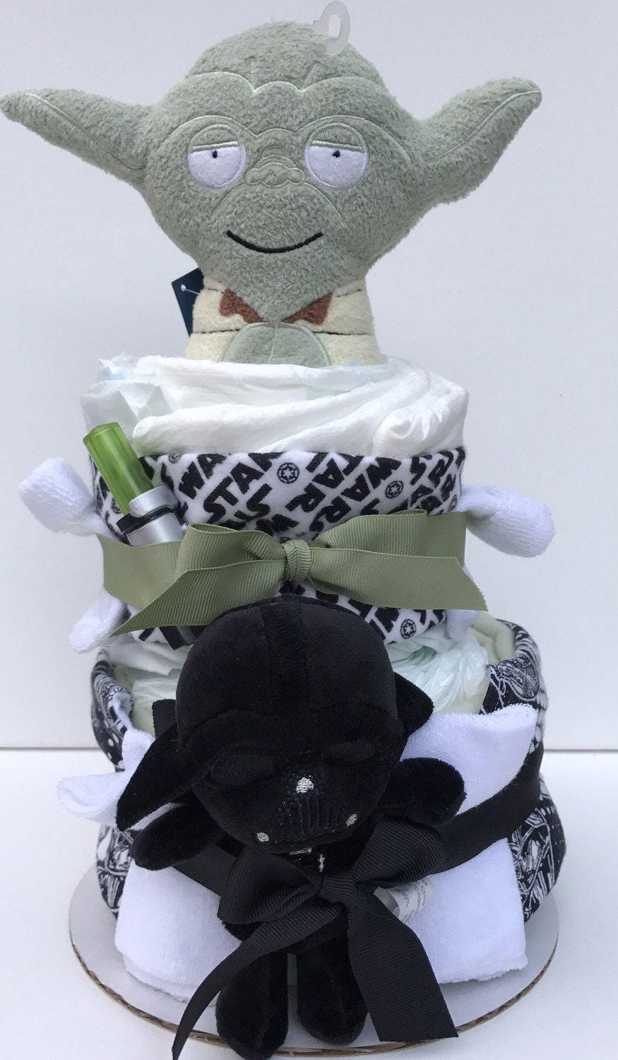 Star Wars Yoda Baby Diaper Cake Ready Made Shower Light Saber