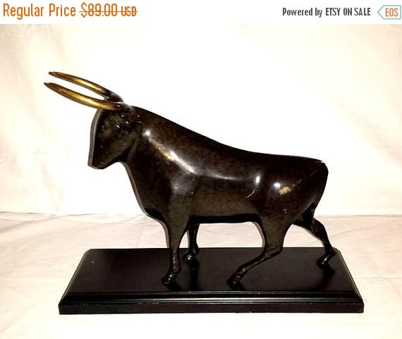 Mid Century Bull SculptureBronze BullLARGEBrass by JunkYardBlonde