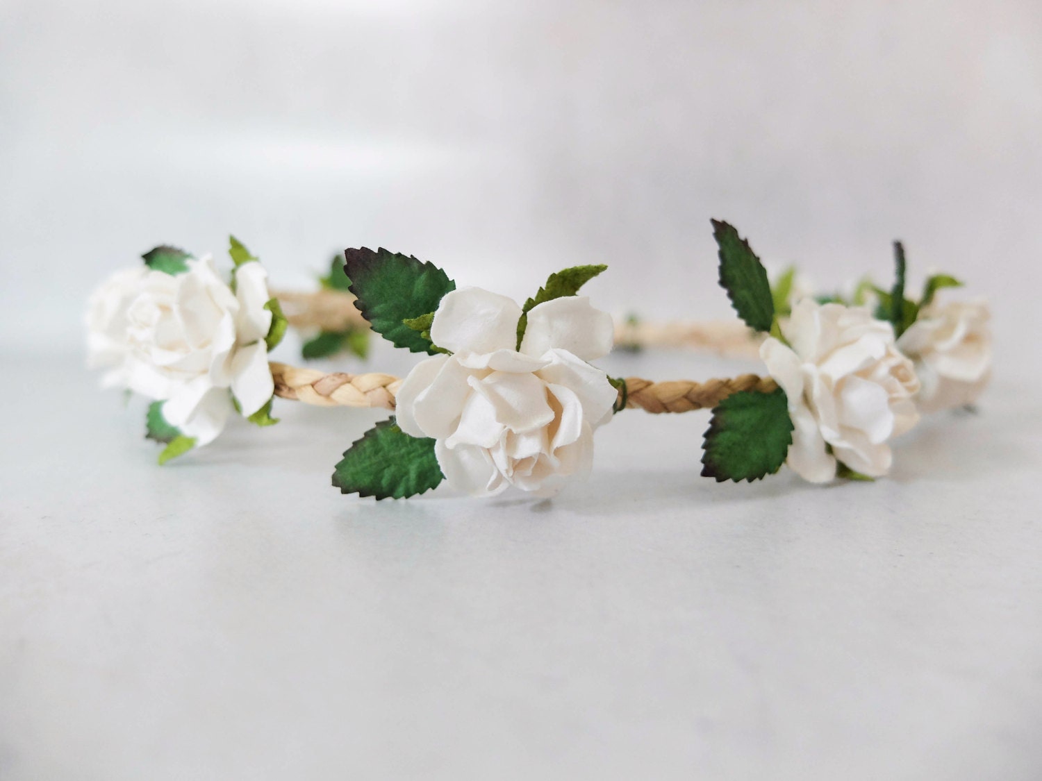 White flower crown white wedding floral headpiece flower