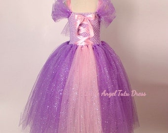 DELUXE Tangled Rapunzel Glitter Purple Dress. Handmade Disney Princess Dress. Birthday Party. Halloween Costume. Fancy Dress