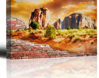 Wall26 - Painted Desert brick wall mural - Canvas Art Home Decor - 12x18 inches