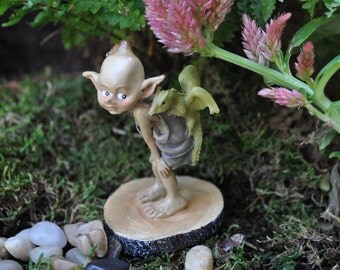 Garden Pixie with Baby Dragon+Fairy Garden Statue+Fairy Garden Miniature+Fairy Garden Supply