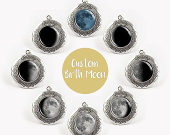 Custom Birth Moon Necklace · Personalised Moon Phase jewelry · Birthday Moon · Gift for her · Personalized jewelry · Anniversary gift