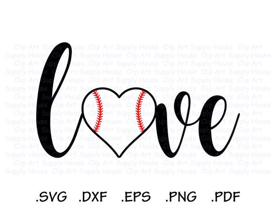 Download I Love Baseball Baseball Heart Baseball Love SVG Design