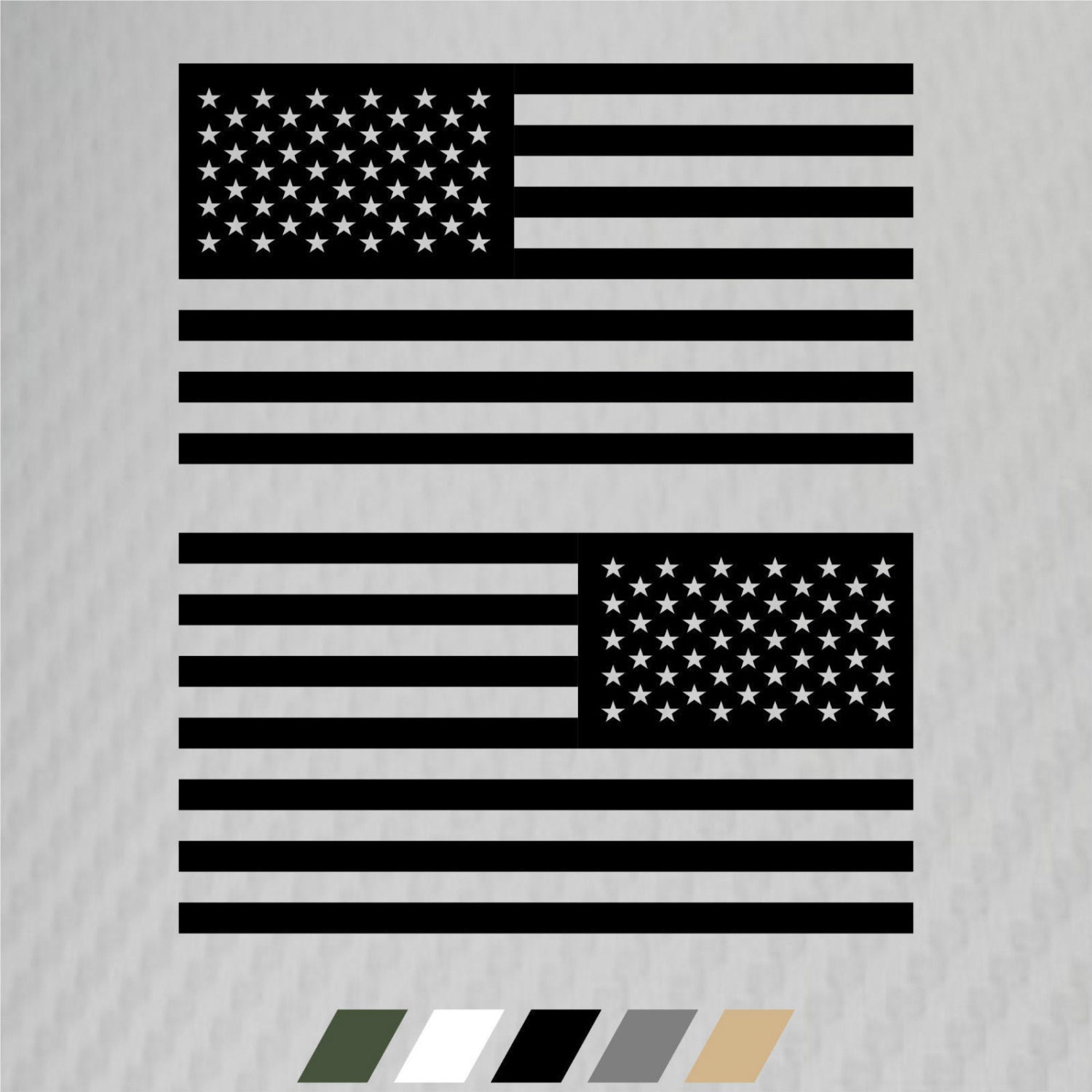 Two Subdued American Flag Vinyl Decals