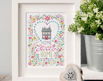 Home Sweet Home Illustrated Art Print
