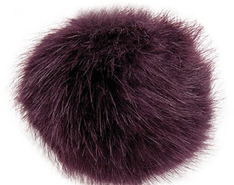 Pom Pom fake fur 10 cm diameter in colour aubergine/dark purple for crazy hats as keyring or for your mirror in the car pompom multipurpos