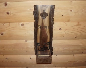 Beer Bottle Opener, Cap Catcher, Rustic Cap Catcher, Personalized Cap Catcher, Rustic Decor, Live Edge Cap Catcher, Rustic Bottle Opener