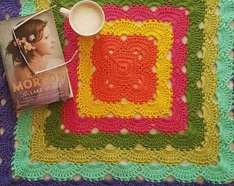 Crochet blanket-crochet floor rug-colourful crochet rug-acrylic wool rug-acrylic wool throw rug-afghan throw