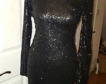 Black stretch sequin dress size 8