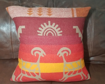 Sun and Sheep Red Pillow made with Pendleton® fabric