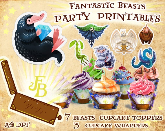 Fantastic Beasts Party Printables Niffler cupcake wrapper