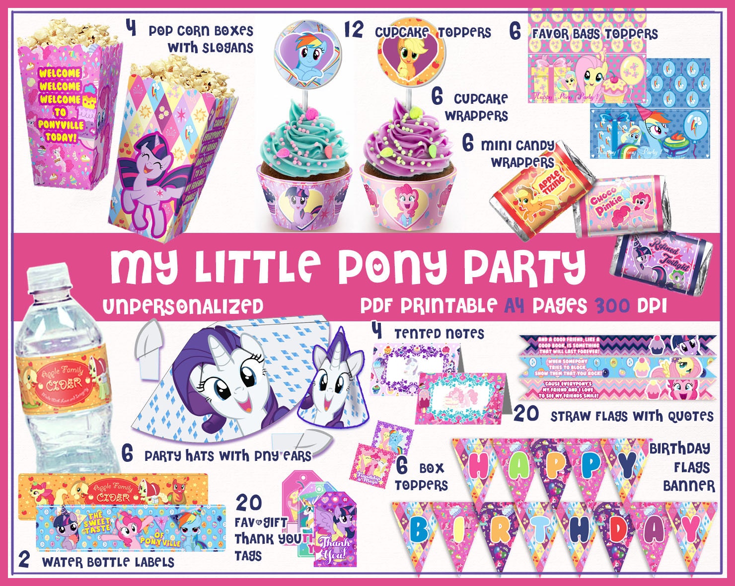 My Little Pony Birthday Pony Party printables Decorations