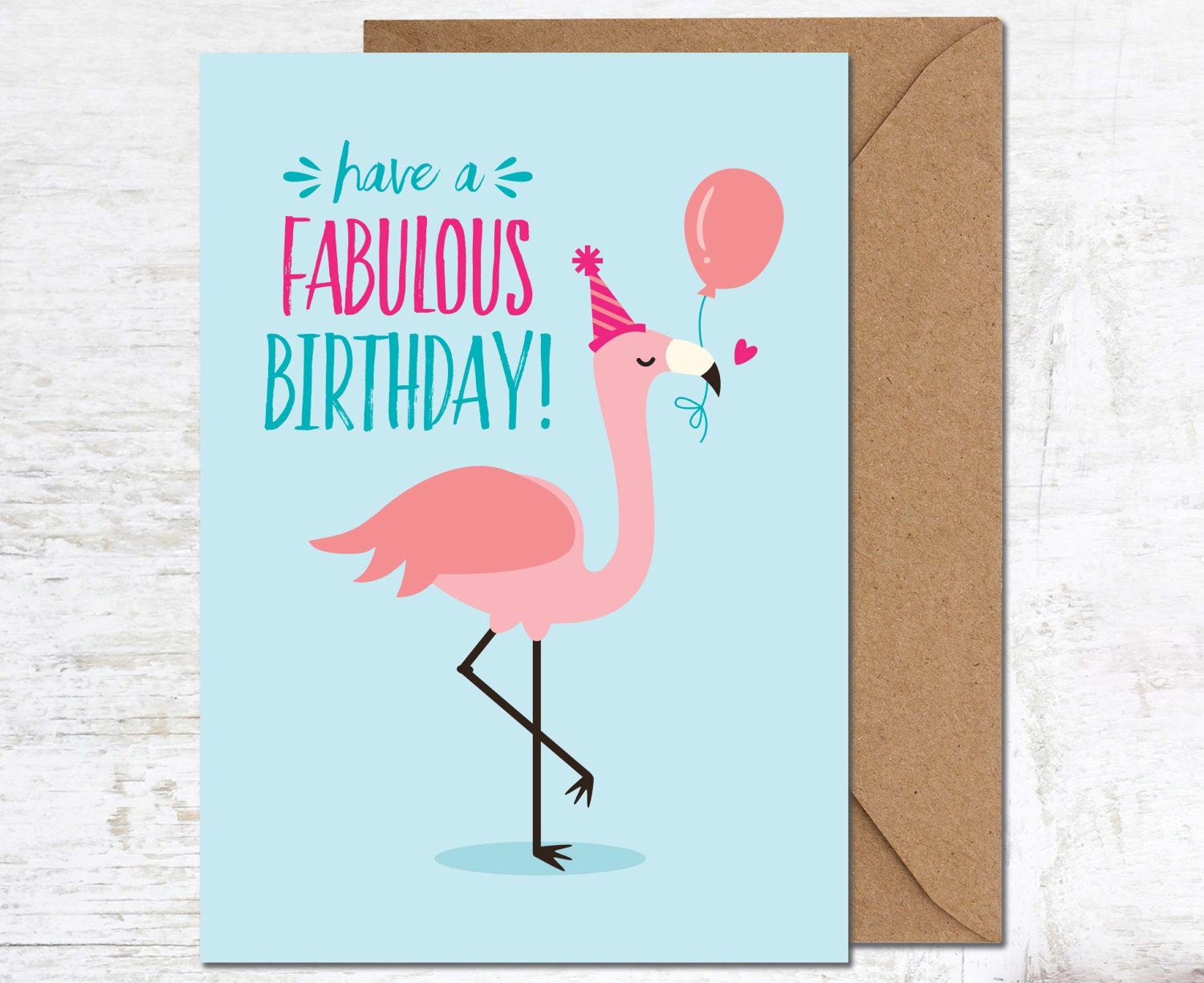 Flamingo Card Flamingo Birthday Card Tropical Bird Card