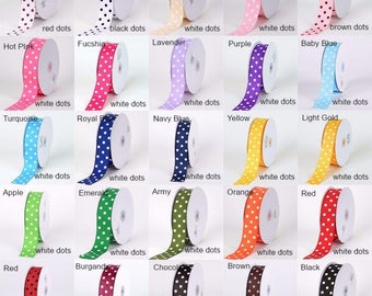 Polka Dot 7/8 Inch Grosgrain Ribbon Sold By The Yard * BUY 5 GET 1 FREE * Many Colours Available * Cut to Order
