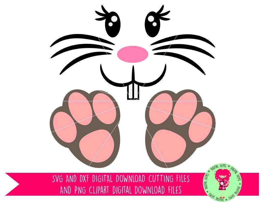 Easter Bunny Face And Feet SVG / DXF Cutting File for Cricut