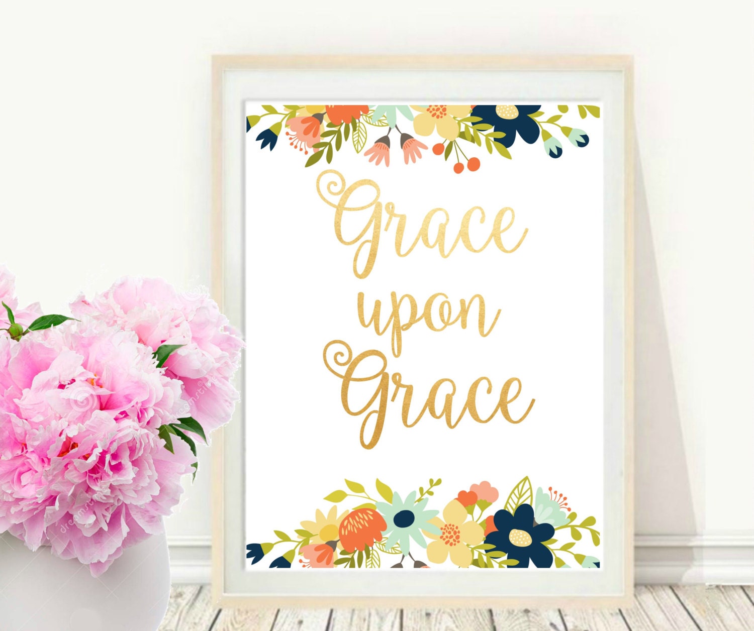 Scripture Print Grace Upon Grace Printable Art Bible Verse