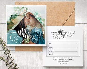 Gift Certificate Photography, Gift Certificate Template, Calligraphy , Photoshop Template, Gift Card 021 INSTANT DOWNLOAD