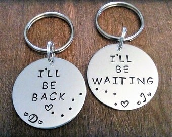 Set of 2,Couples Key Chains,Distance Keychains,Deployment Keychain,Deployment Gift,Police Officer Gift,Army,Navy,Air Force,Marines gift