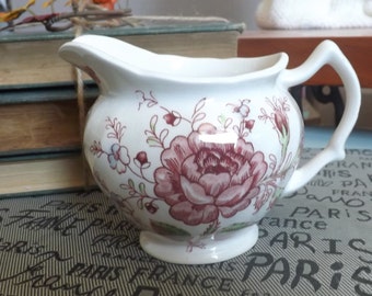 Mid-century (c.1950s) Johnson Brothers Rose Chintz ironstone creamer. Made in England impressed mark.