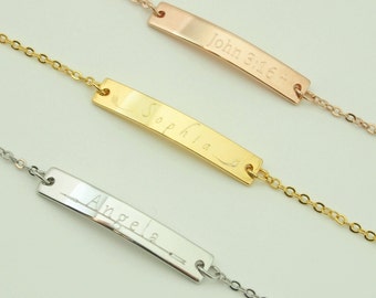Custom Bar Bracelet: Baby Name Bracelet, Bracelet with Name, Personalized Bar Bracelet, Custom Engraved Metal Bracelets , Baby Shower
