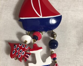 Vintage Sailboat Brooch