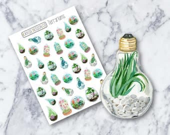 Terrariums / Planner Stickers / Hand Drawn / Doodle / Tracking / Fits Erin Condren Vertical & MAMBI / Filofax / Kikki K / Scrapbook