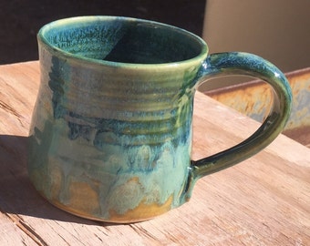 Ceramic, pottery mug, 8 oz, small mug, blue mug, green mug, orange mug