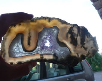 Agate And Amethyst Slice From Uruguay 18 CM