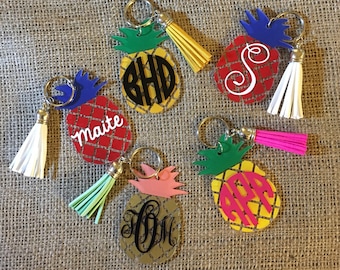 Pineapple Monogram Keychain
