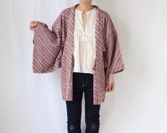 stripe kimono jacket, Haori, Japanese haori, kimono, stripe kimono, Japanese fashion, Japanese kimono, womens haori /1495