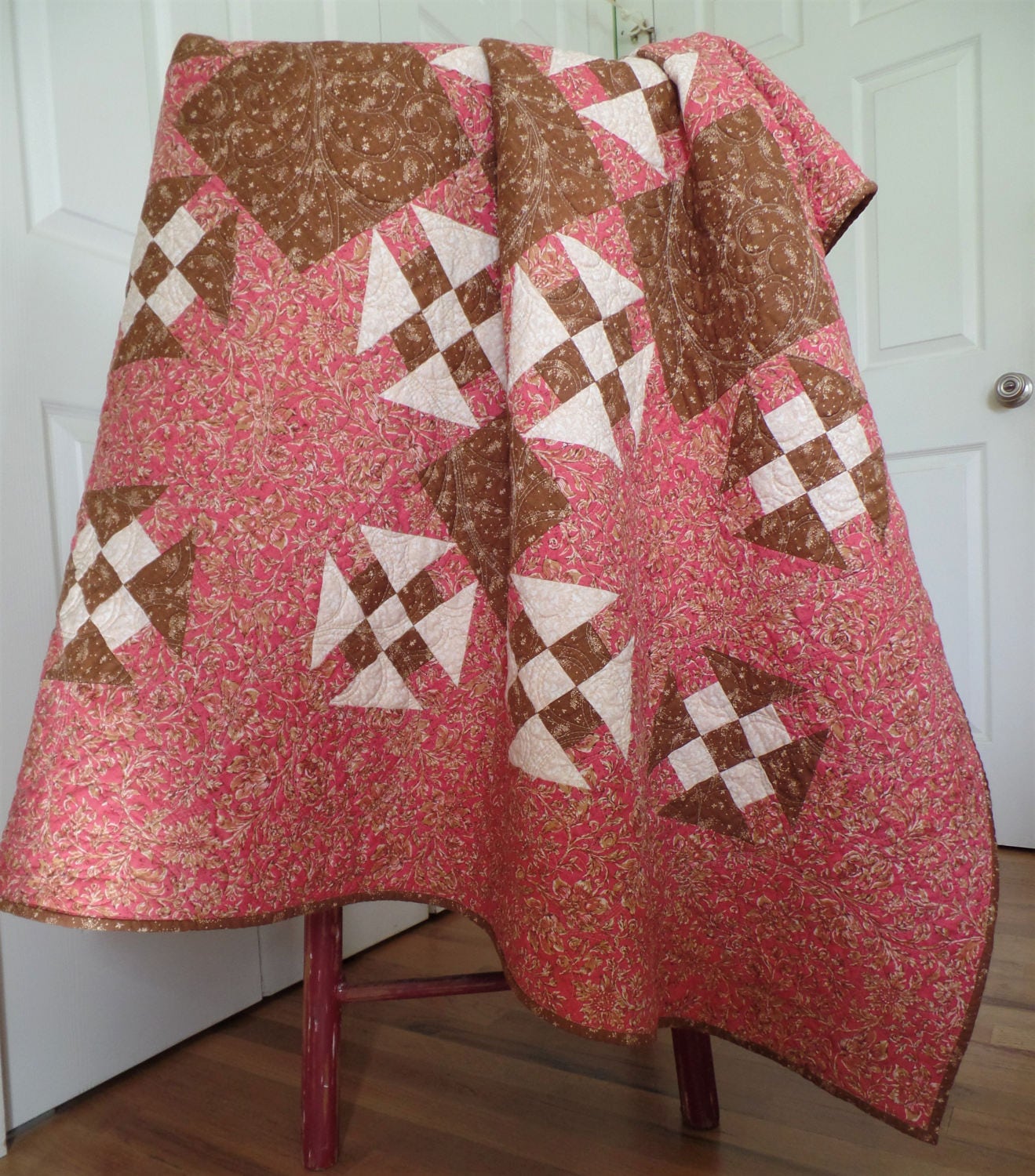 handmade-traditional-quilt-pink-and-brown-quilt-lap-quilt