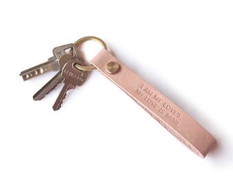 Personalized Leather Keychain / Hand Stamped Personalized Keychain / Little Leather / Gift for