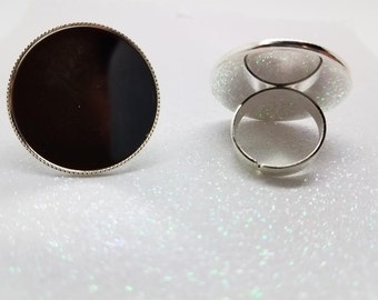 30mm Silver Plated Adjustable Ring Blanks - 3 Pcs