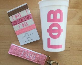 Gamma Phi Beta Bid Day Bag; Gamma Phi Beta Gift, ΓΦΒ Sorority; Gamma Phi Beta Big Little; Gamma Phi Beta Cup, Hair Ties, Key Chain