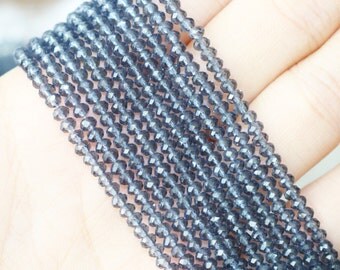 1x2mm Full Strand Dark Grey Blue Glass Beads Rondelle Jewelry Beads Sparkling Glass Lead Free AB015E