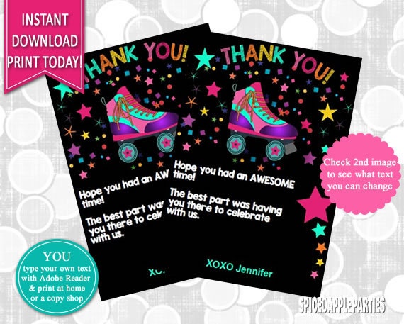 Thank You Card roller Skating Roller Skate Thank You