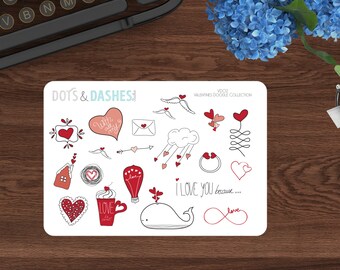 VD02, Valentine's Day Decorative stickers, cute doodle stickers, cute valentine's day stickers, love sticker, kikki k, happy planner