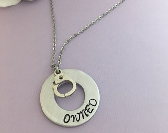 Owned Handcuff Necklace, Owned Necklace, BDSM Necklace, Customs Welcome, Owned BY, Boss, Daddy, Submissive Jewelry, Submissive Necklace Your