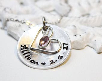 new mother necklace, personalized new mother necklace, new mother name necklace, hand stamped new mother name necklace, mother name jewelry
