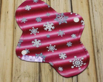 8" cloth pad liner/ pantyliner/ light cloth pad/ mama cloth/ cloth pads/ cloth menstrual pad/ pink snowflake/ Made by Mother