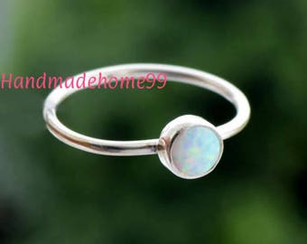 Opal Ring, White Opal Ring, Synthetic Opal, 925 Sterling Silver, Sterling Ring, Silver Ring, Opal Ring, White Stone Ring,