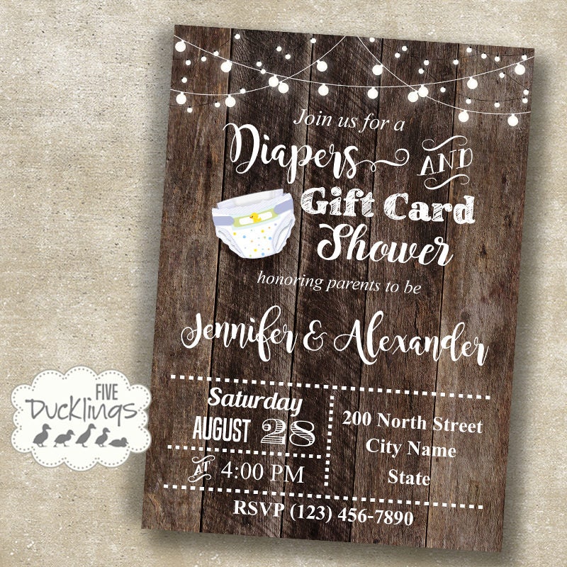 Diaper and Gift Card Shower invitation baby shower invite