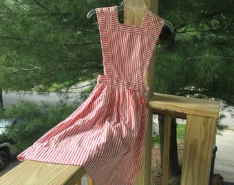 Small Candy Striper Uniform, Vintage Size 6 Striped Jumper