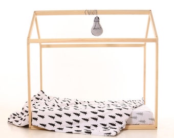 54" x 75" Full size kids nursery bed wooden house. Children bed house .Play wood house.Play wooden house bed.Kids teepee ,infant tipi bed.