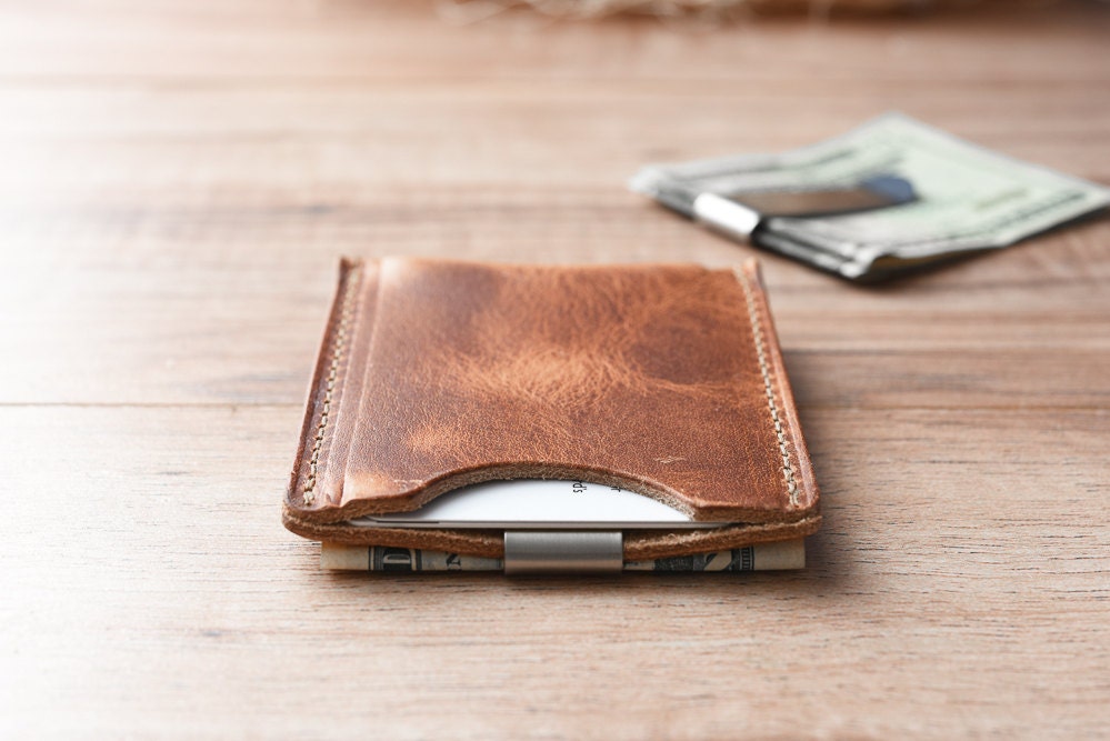 Minimalist Money Clip Wallet Simple Leather Card Sleeve