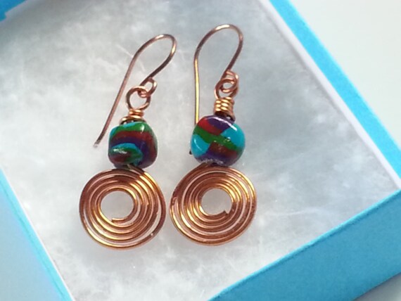 tinassedona - Solid copper earrings / boho dangle earrings / fine art ...