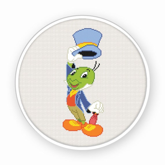 Buy 2 get 1 free. Jiminy Cricket cross stitch pattern. P