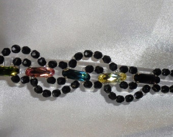 Bracelet wands: Bohemian glass and multicolored Svarovski Crystal Black
